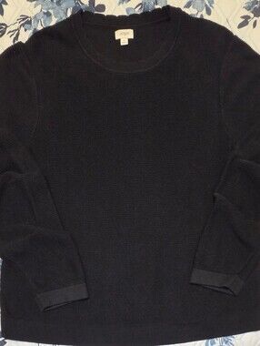 J.Crew Black Lightweight Sweater XL Soft Cotton Blend Pullover Minimalist